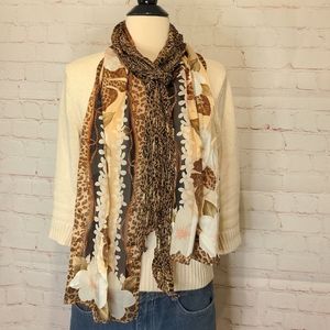 🌞🌞OSCAR de la Renta Floral Scarf Leopard Vintage Scarf 2 Scarf Set